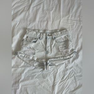 Billabong white ripped jean shorts